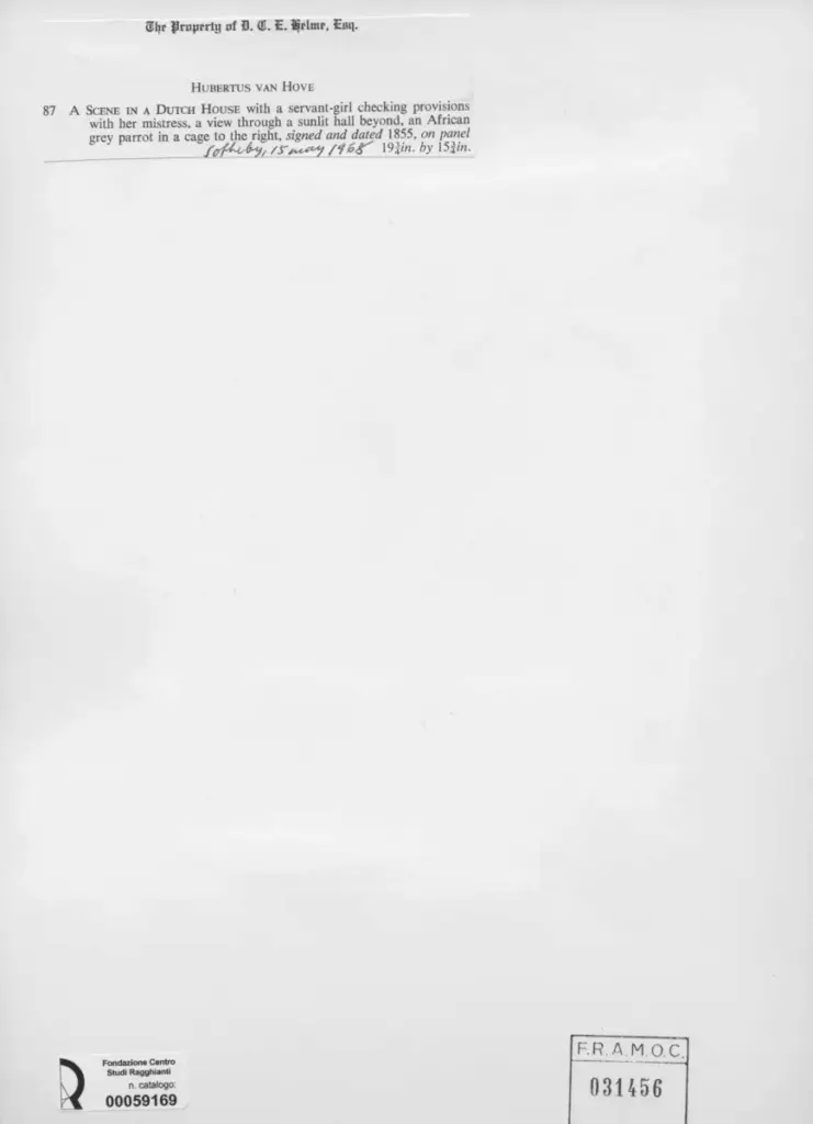 Anonimo , Van Hove, Hubertus - sec. XIX - A Scene in a Dutch House , retro