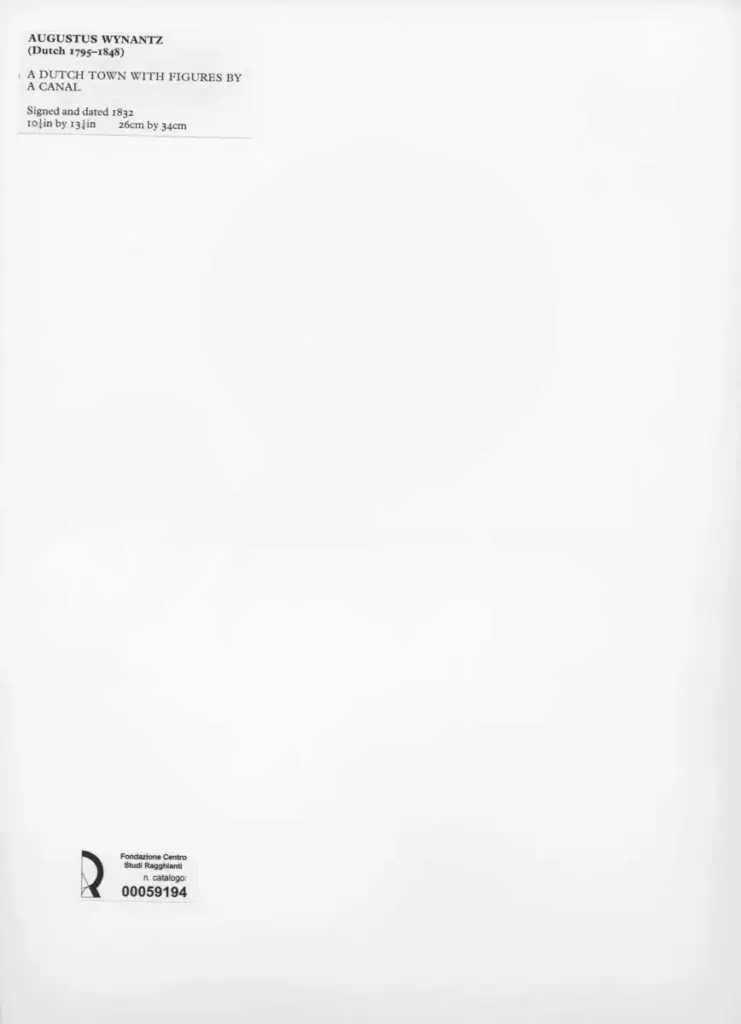 Anonimo , Wynantz, Augustus - sec. XIX - A Dutch Town with Figures by a Canal , retro