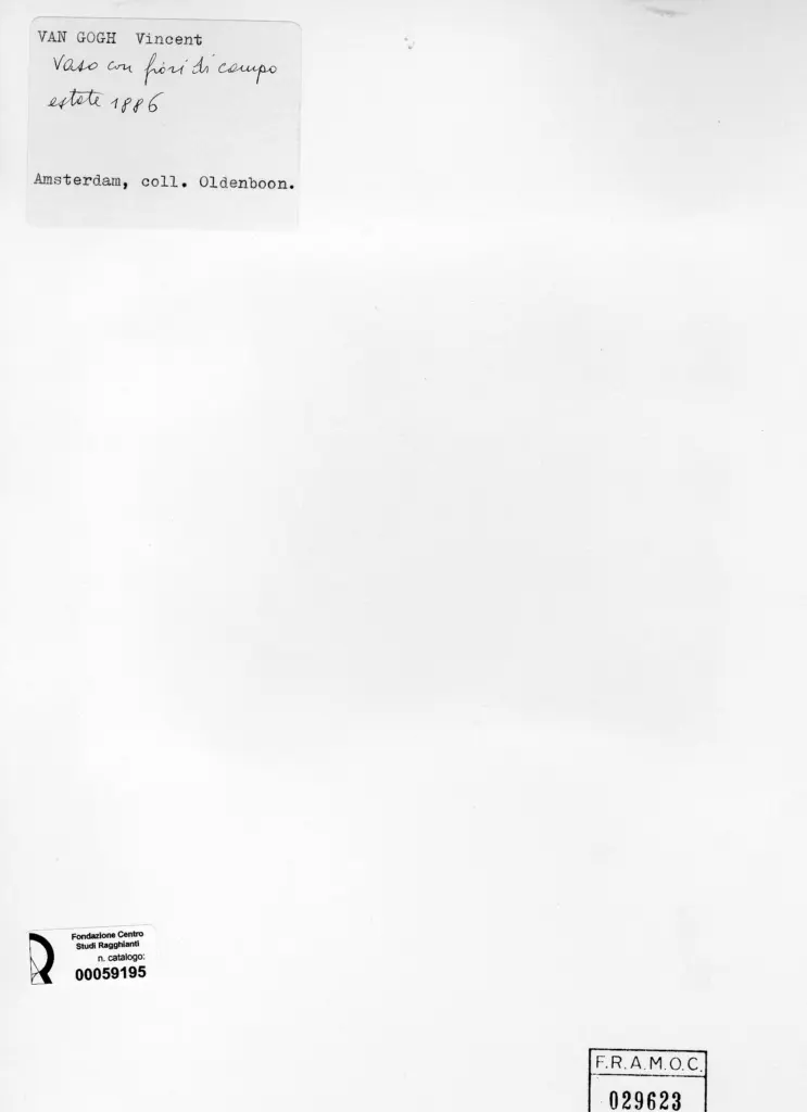 Anonimo , Van Gogh, Vincent - sec. XIX - Vaso con fiori di campo , retro