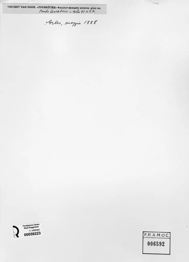 Anonimo , Van Gogh, Vincent - sec. XIX - Ponte levatoio , retro