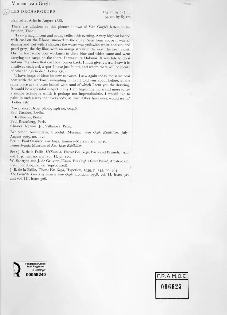Anonimo , Van Gogh, Vincent - sec. XIX - Les d&eacute;chargeurs , retro