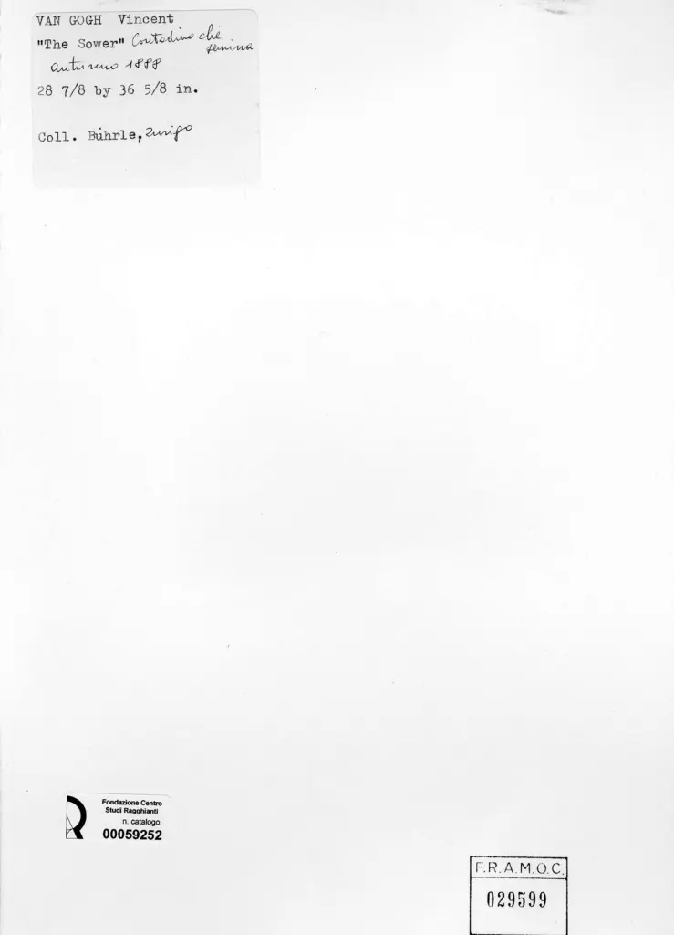 Anonimo , Van Gogh, Vincent - sec. XX - Contadino che semina , retro