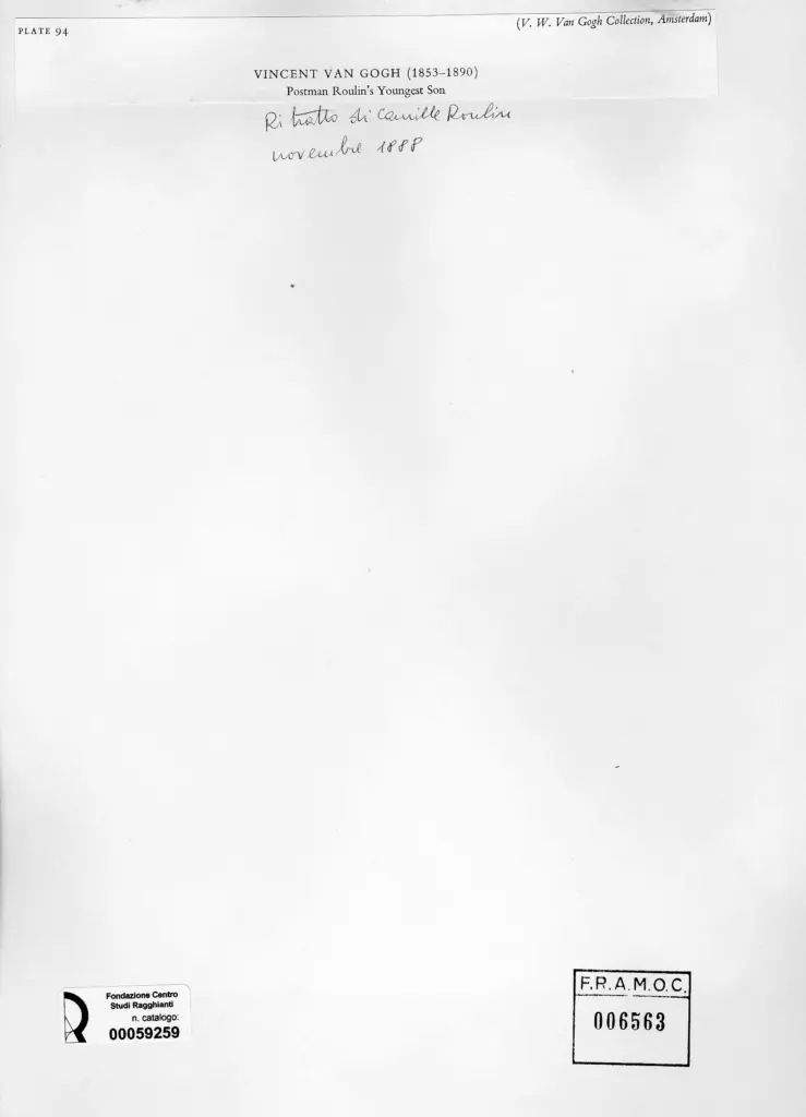 Anonimo , Van Gogh, Vincent - sec. XIX - Ritratto di Camille Roulin , retro