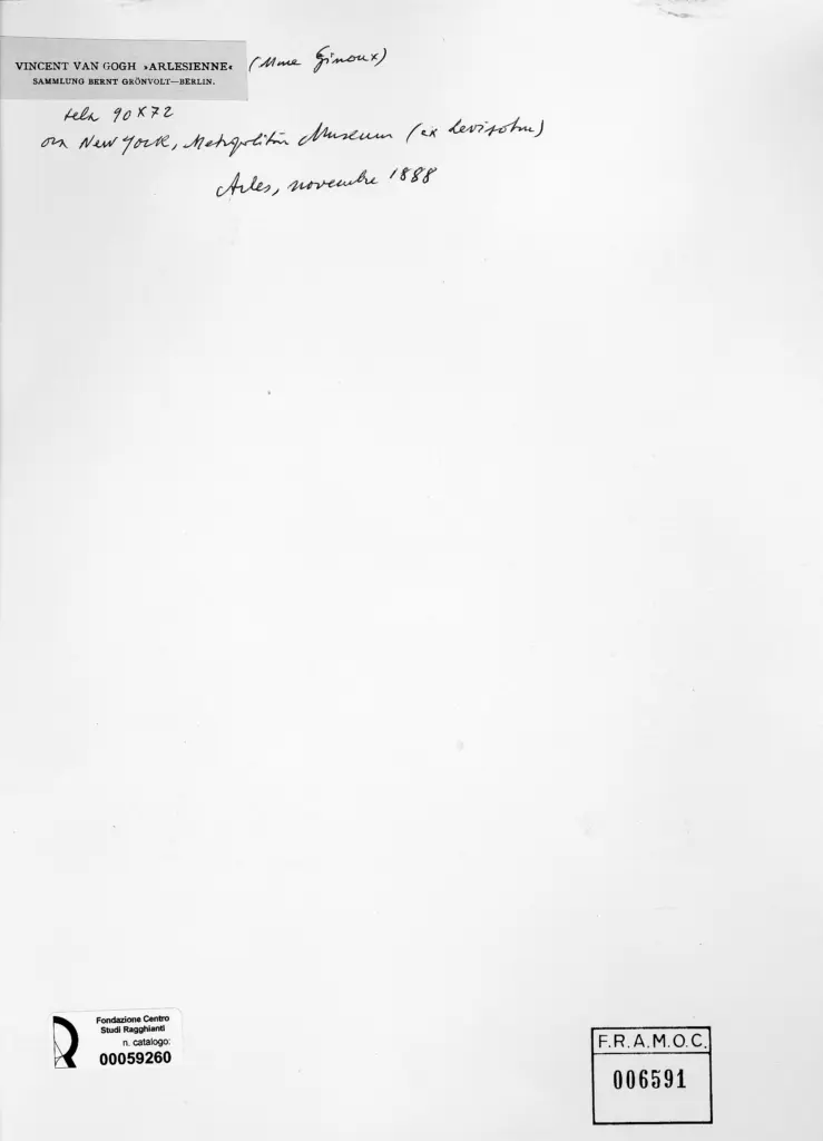 Anonimo , Van Gogh, Vincent - sec. XIX - Arlesienne (Mme Ginoux) , retro