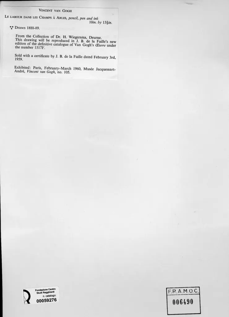 Anonimo , Van Gogh, Vincent - sec. XIX - Le labour dans les champs à Arles , retro