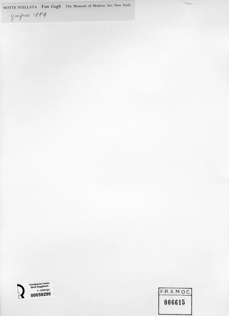 Anonimo , Van Gogh, Vincent - sec. XIX - Notte stellata , retro
