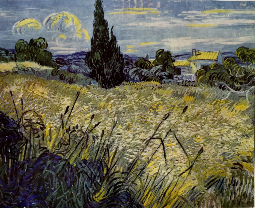 Anonimo , Van Gogh, Vincent - sec. XIX - Paesaggio con grande verde , fronte