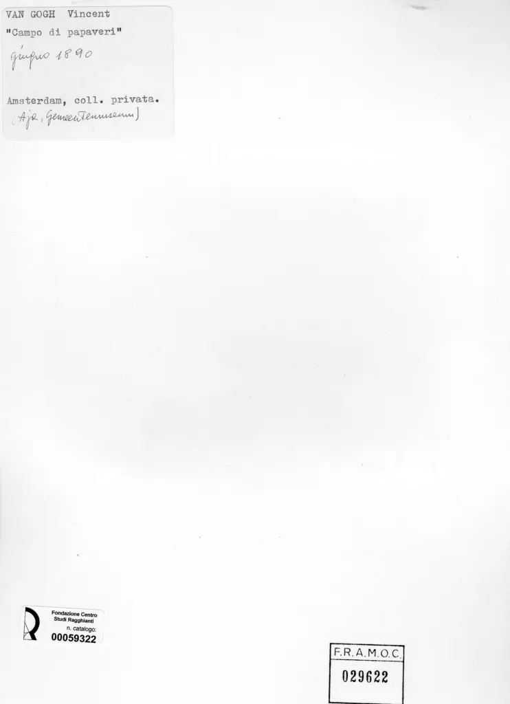 Anonimo , Van Gogh, Vincent - sec. XIX - Campo di papaveri , retro