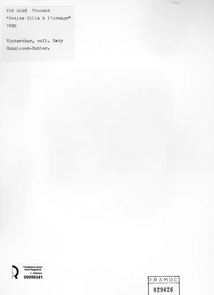 Anonimo , Van Gogh, Vincent - sec. XIX - Petite fille &agrave; l'orange , retro