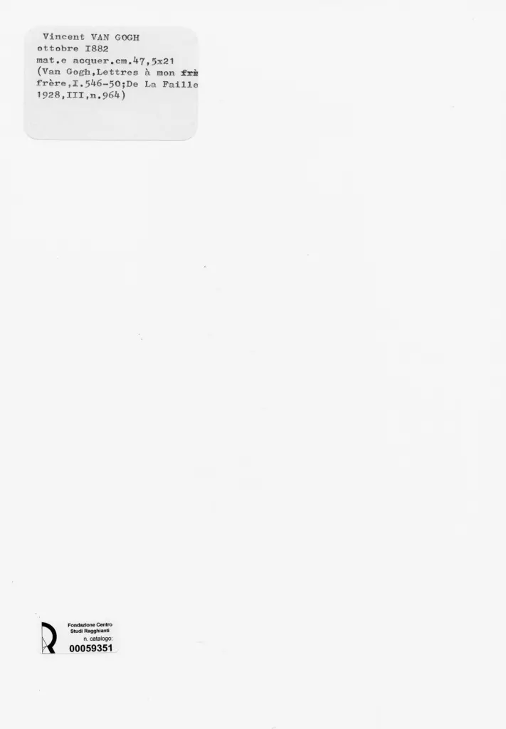 Anonimo , Van Gogh, Vincent - sec. XIX - Uomo che trasporta un cesto , retro