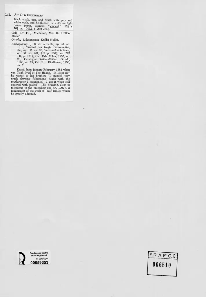 Anonimo , Van Gogh, Vincent - sec. XIX - An Old Fisherman , retro