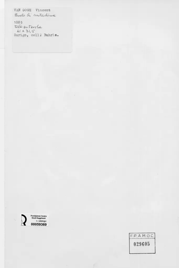 Anonimo , Van Gogh, Vincent - sec. XIX - Busto di contadina , retro