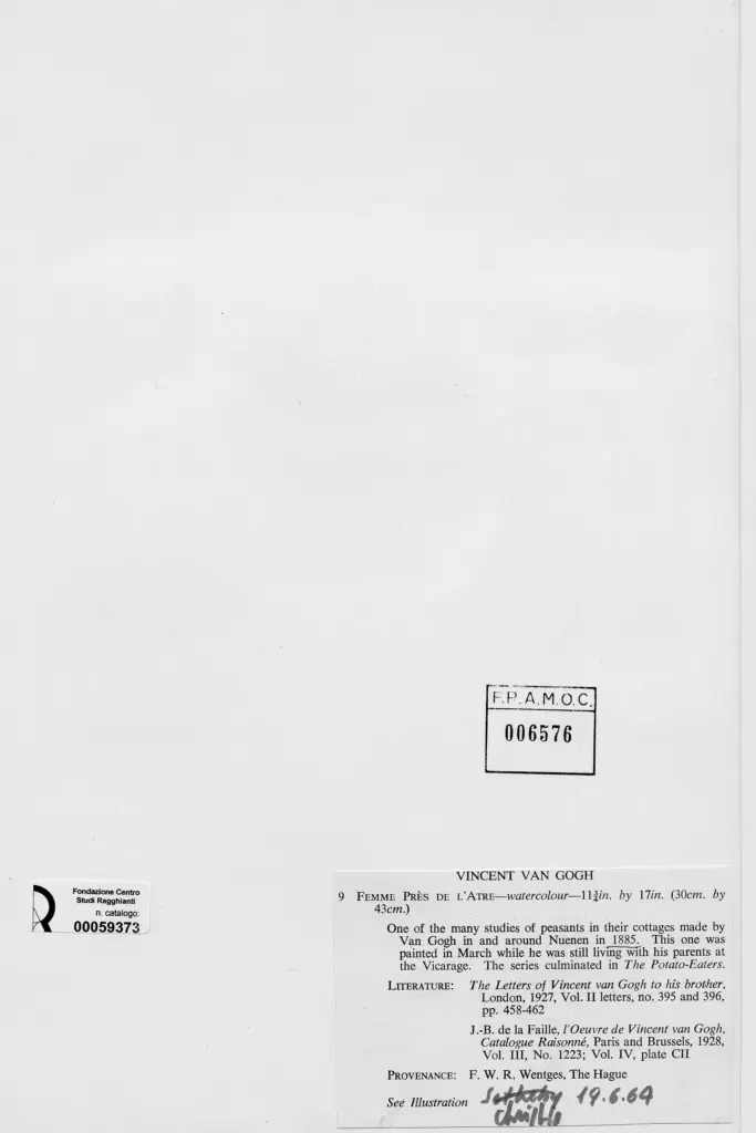 Anonimo , Van Gogh, Vincent - sec. XIX - Femme pr&egrave;s de l'Atre , retro