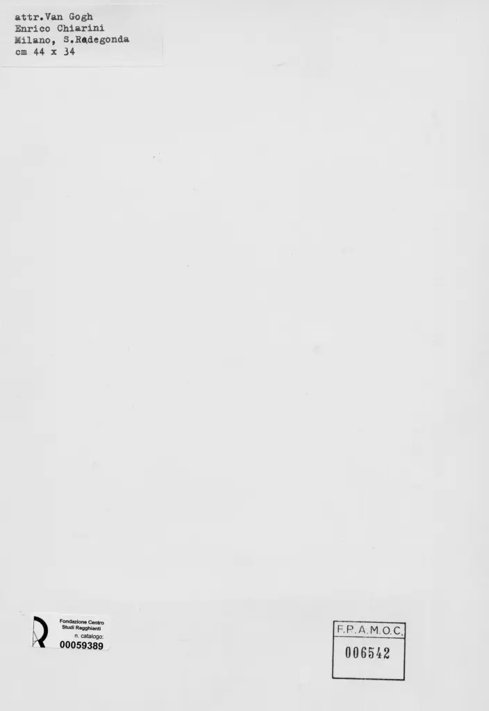 Anonimo , Van Gogh, Vincent - sec. XIX - Donna che cuce , retro