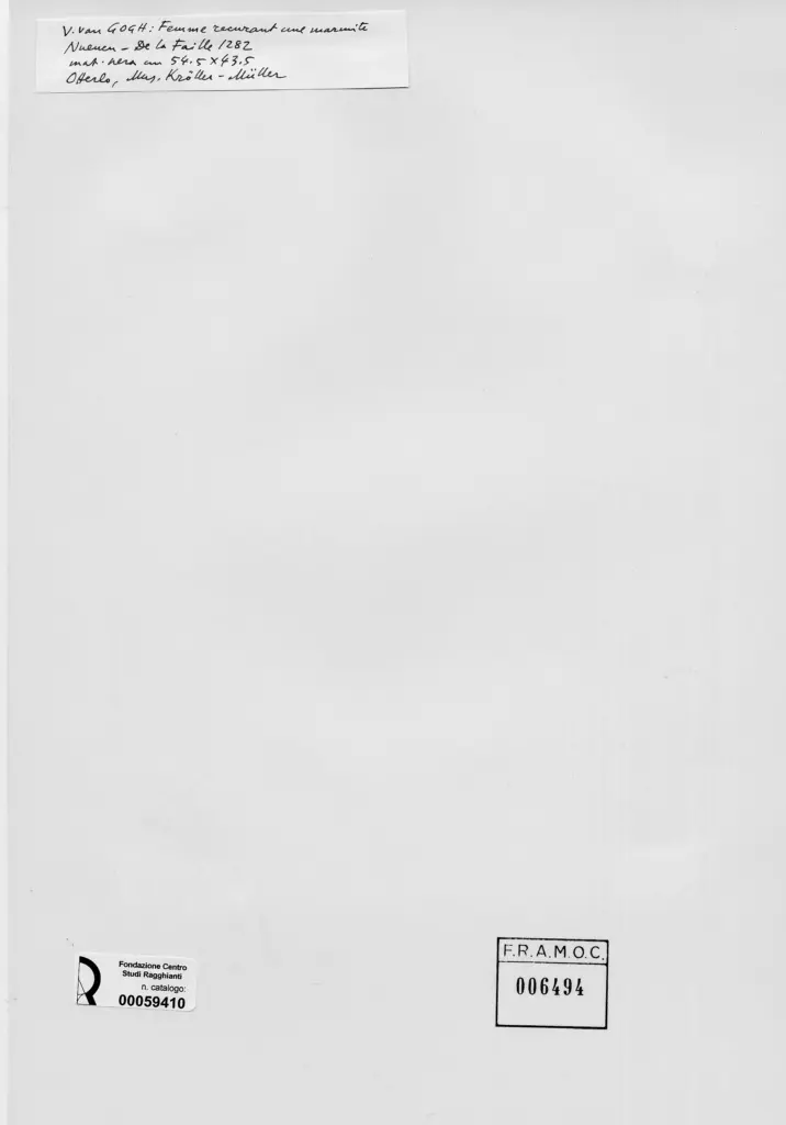 Anonimo , Van Gogh, Vincent - sec. XIX - Femme recurant une marmite , retro