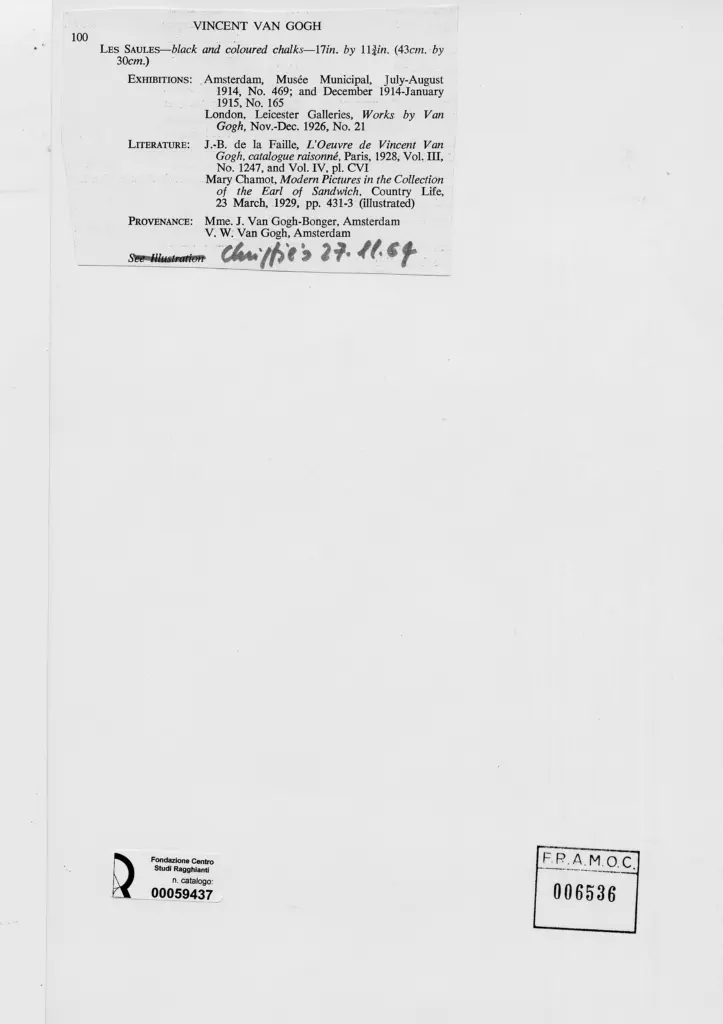 Anonimo , Van Gogh, Vincent - sec. XIX - Les Saules , retro