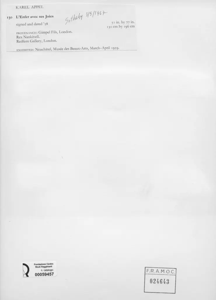 Anonimo , Appel, Karel - sec. XX - L'Enfer avec ses Joises , retro