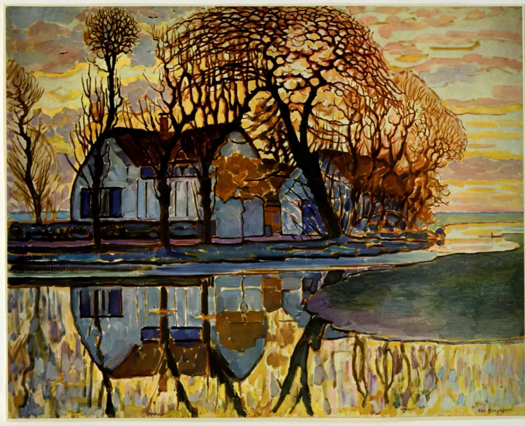 Anonimo , Mondrian, Piet - sec. XX - Paesaggio con fattoria , fronte