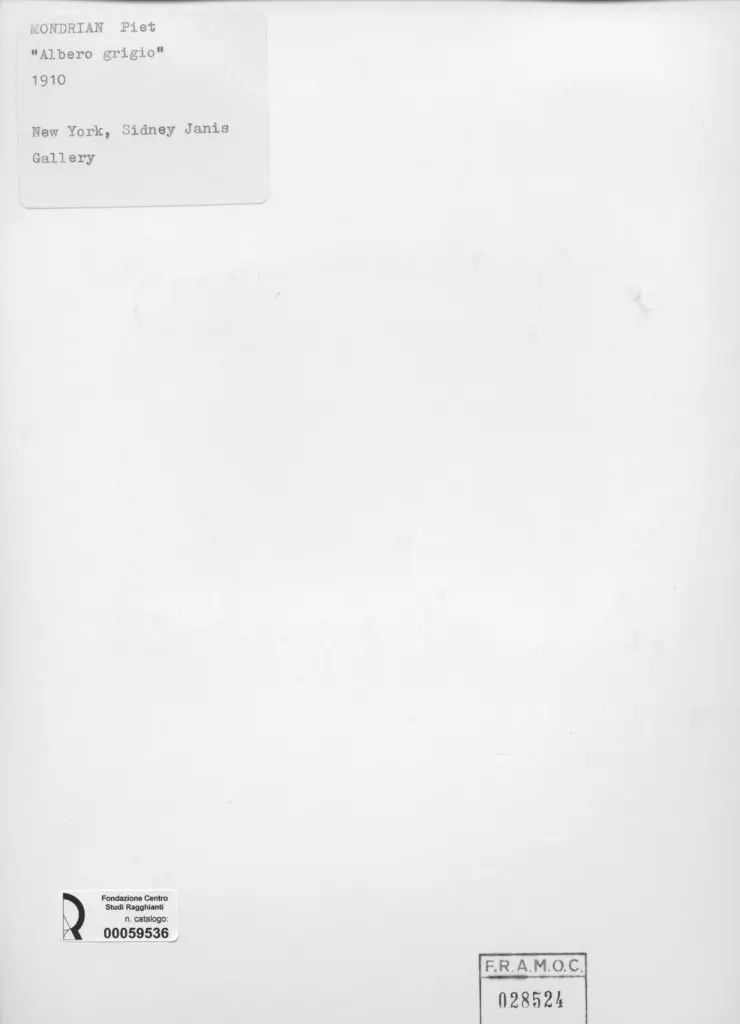 Anonimo , Mondrian, Piet - sec. XX - Albero grigio , retro