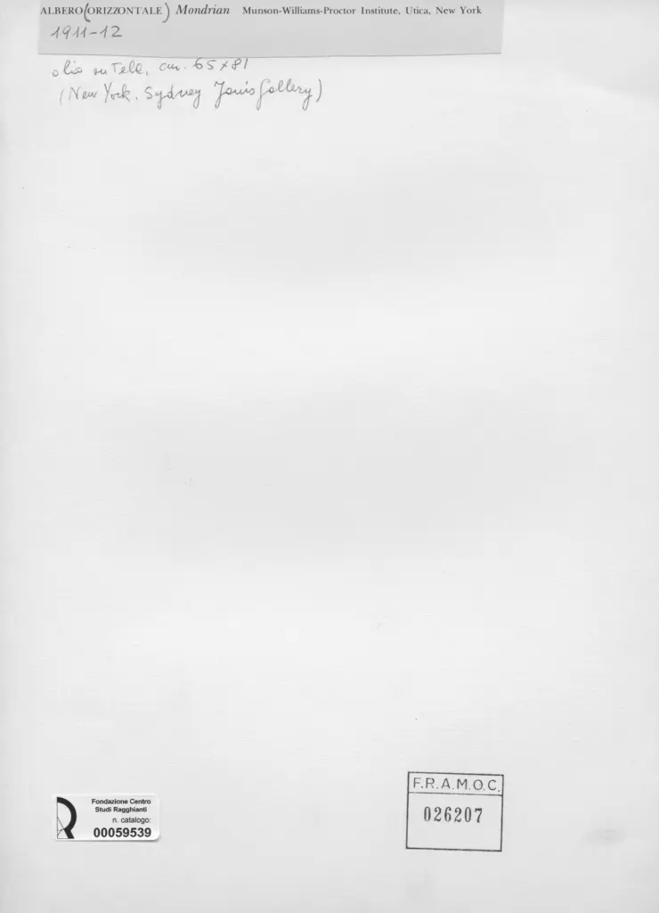 Anonimo , Mondrian, Piet - sec. XX - Albero (Orizzontale) , retro