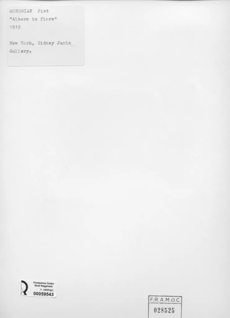 Anonimo , Mondrian, Piet - sec. XX - Albero in fiore , retro