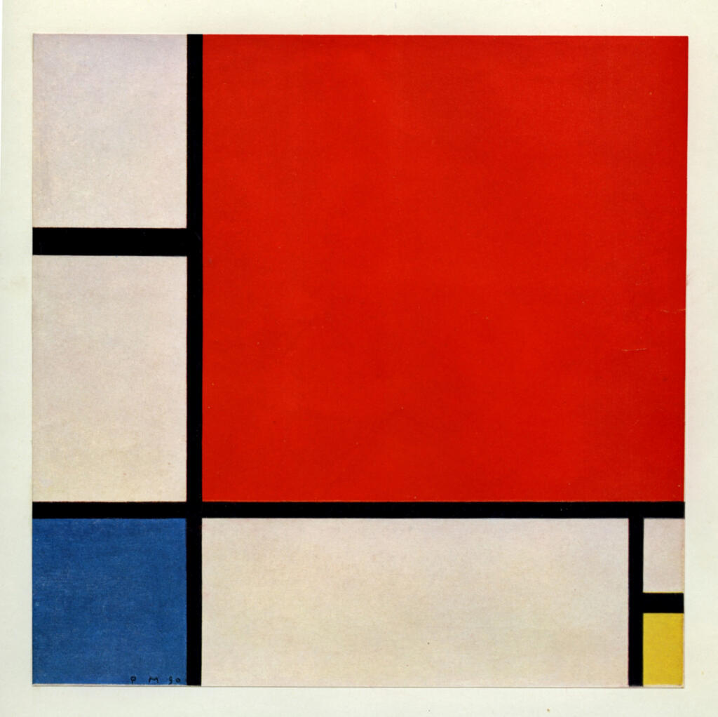 Anonimo , Mondrian, Piet - sec. XX - Composizione con rosso, blù, giallo , fronte