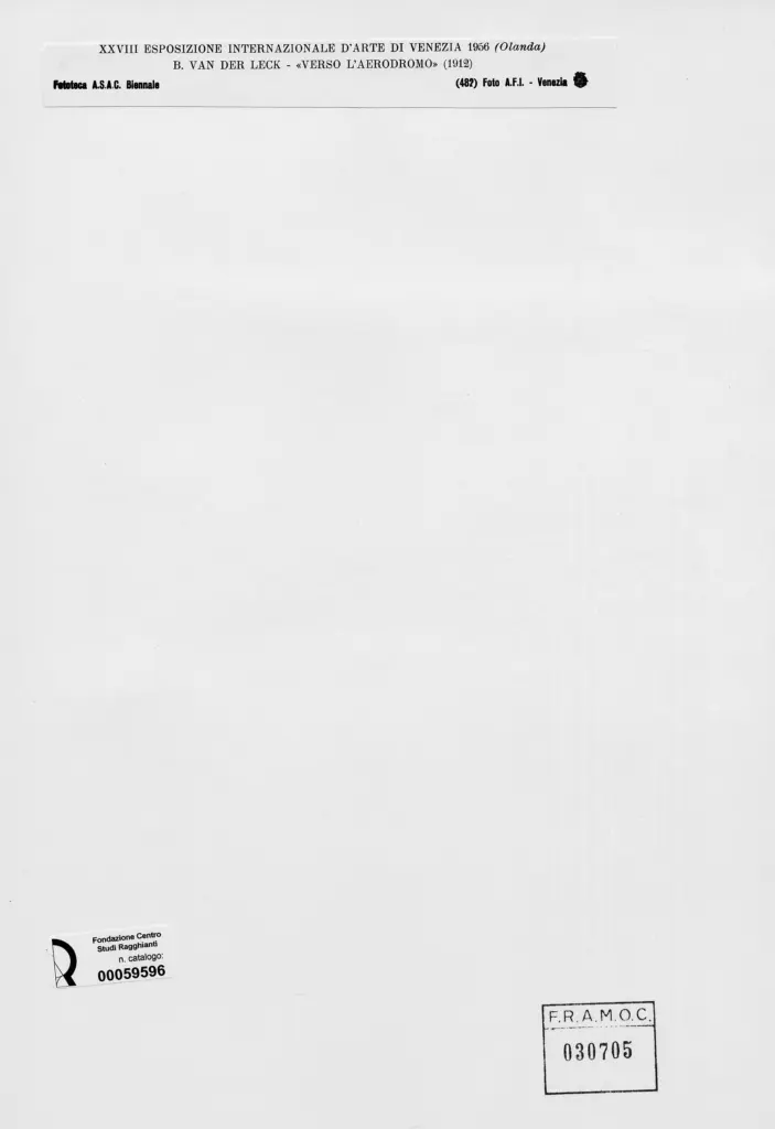 A.F.I. Agenzia Fotografica Industriale , van Der Leck, Bart - sec. XX - Verso l'aerodromo , retro