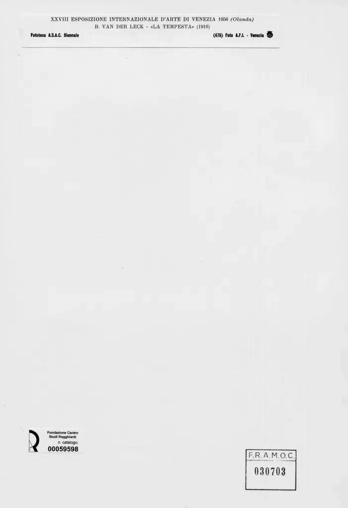 A.F.I. Agenzia Fotografica Industriale , van Der Leck, Bart - sec. XX - La tempesta , retro
