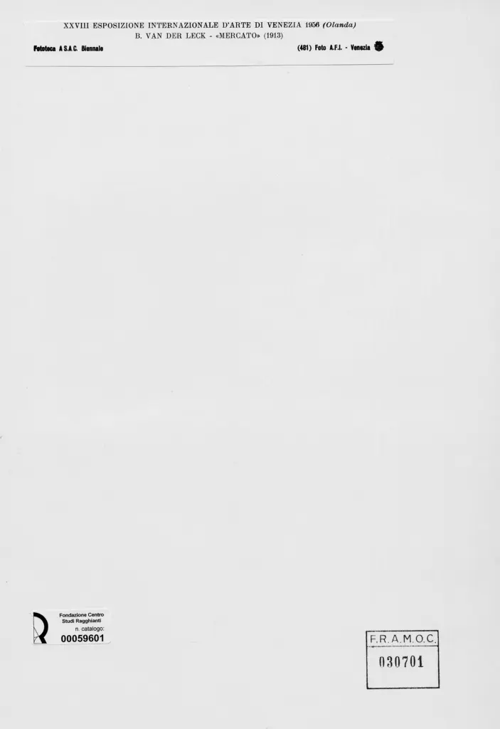 A.F.I. Agenzia Fotografica Industriale , van Der Leck, Bart - sec. XX - Mercato , retro