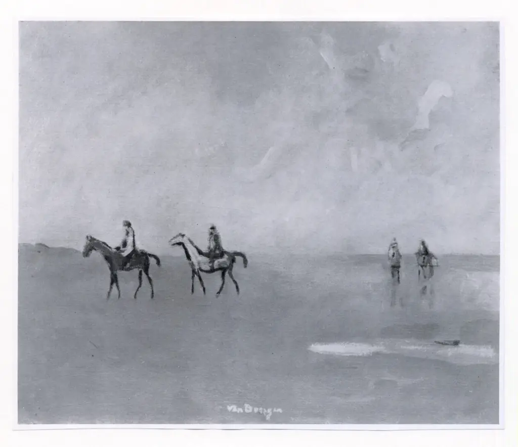 Anonimo , van Dongen, Kees - sec. XX - Chevaux sur la plage &agrave; Deauville , fronte