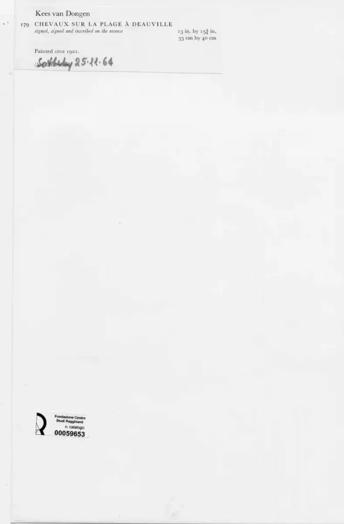 Anonimo , van Dongen, Kees - sec. XX - Chevaux sur la plage &agrave; Deauville , retro