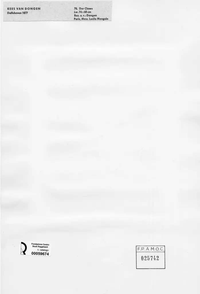 Anonimo , van Dongen, Kees - sec. XX - Der Clown , retro