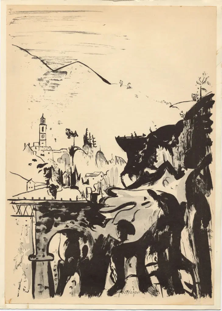 Anonimo , Wiegers, Jan - sec. XX - Vue sur Intragna et la ligne du Centovalli qui relie le Tessin à Domodossola , fronte