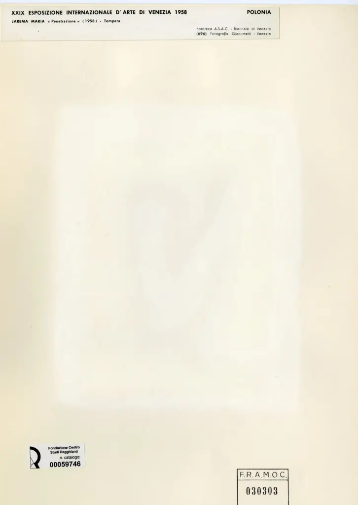 Giacomelli , Jarema, Maria - sec. XX - Penetrazione , retro