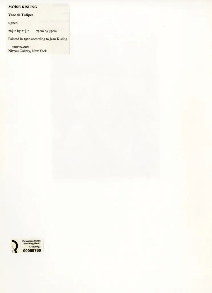 Anonimo , Kisling, Moise - sec. XX - Vase de Tulipes , retro