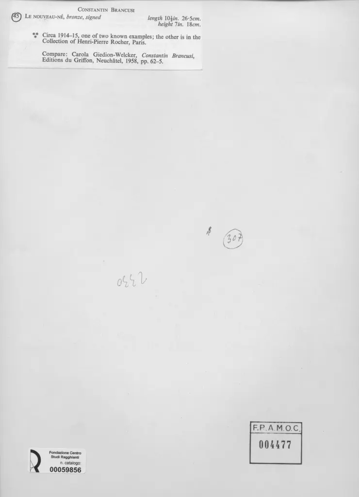 Anonimo , Brancusi, Constantin - sec. XX - Le nouveau-N&eacute; , retro