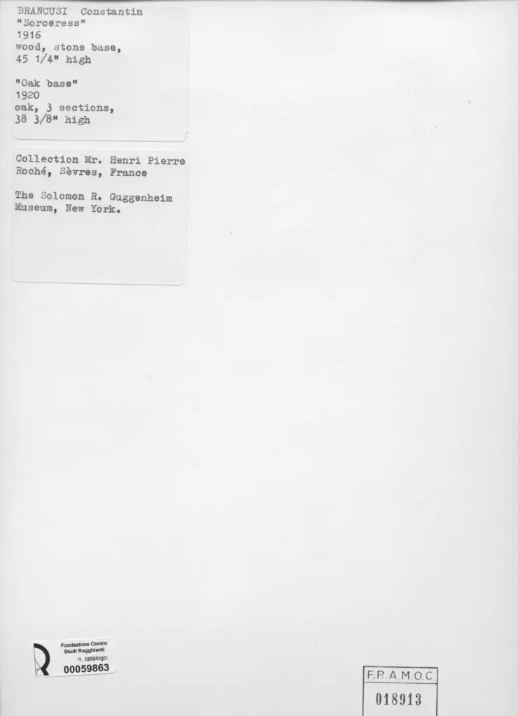 Anonimo , Brancusi, Constantin - sec. XX - Sorceress , retro