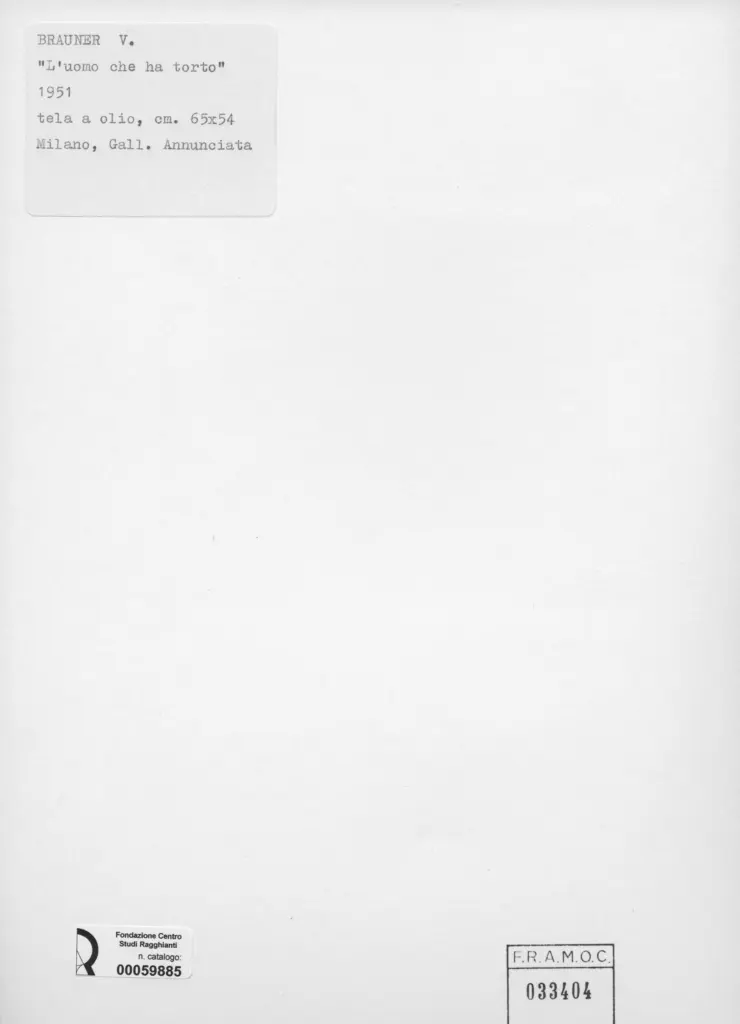 Anonimo , Brauner, Victor - sec. XX - L'uomo che ha torto , retro
