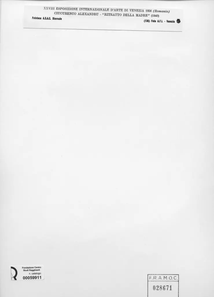 A.F.I. Agenzia Fotografica Industriale , Ciucurencu, Alexandru - sec. XX - Ritratto della madre , retro