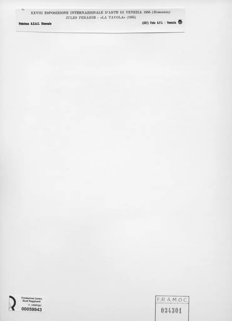 A.F.I. Agenzia Fotografica Industriale , Perahim, Jules - sec. XX - La tavola , retro