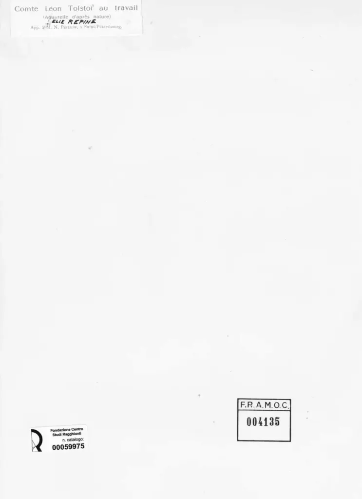 Anonimo , Repin, Ilja - sec. XIX - Comte L&eacute;on Tolstoj au Travail , retro