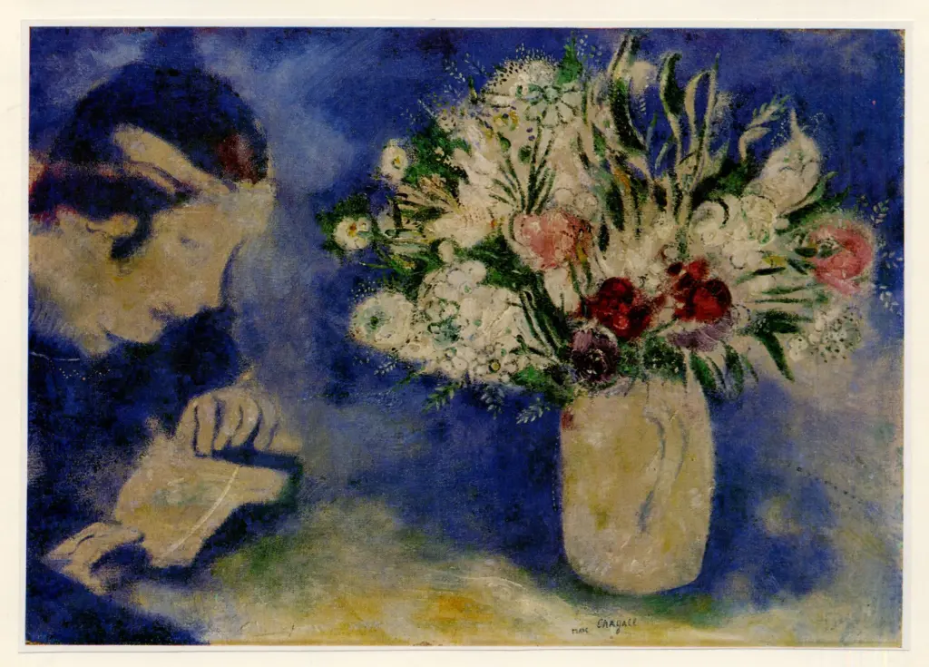 Anonimo , Chagall, Marc - sec. XX - Bella avec un livre et un vase de fleurs , fronte