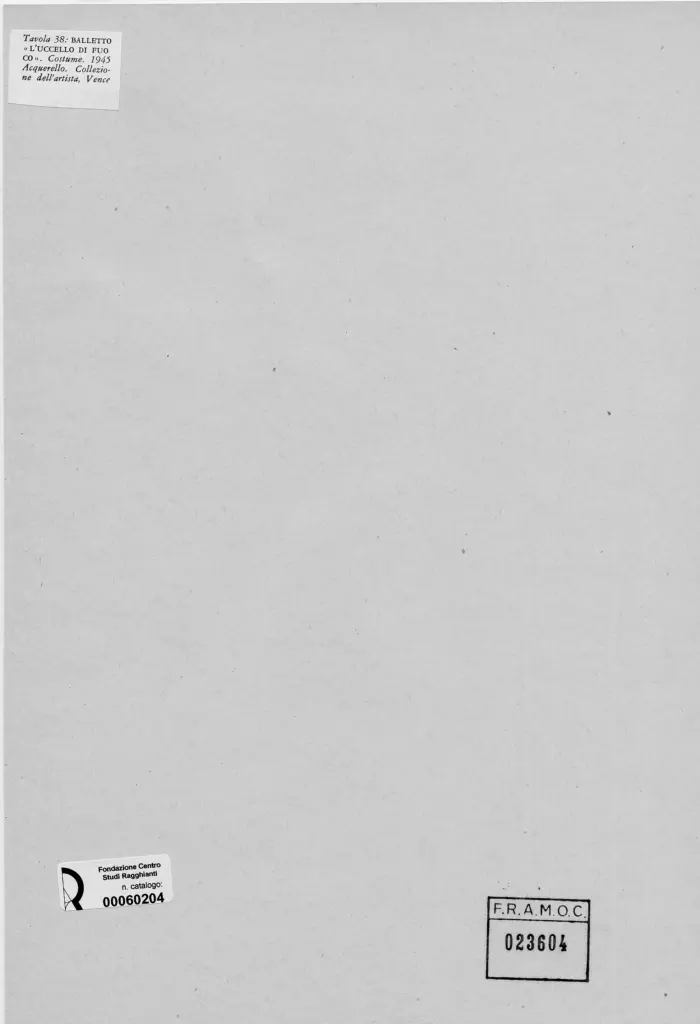 Anonimo , Chagall, Marc - sec. XX - Balletto "L'uccello di Fuoco" , retro