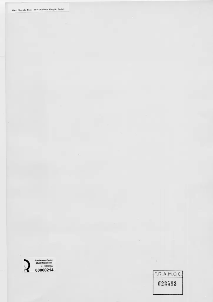 Anonimo , Chagall, Marc - sec. XX - Fiori , retro