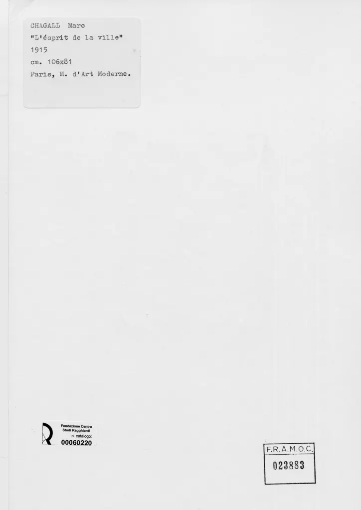 Anonimo , Chagall, Marc - sec. XX - L'&eacute;sprit de la ville , retro