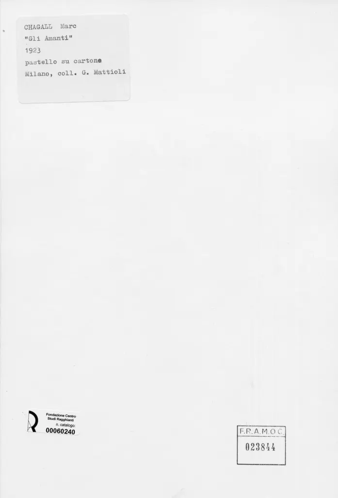 Anonimo , Chagall, Marc - sec. XX - Gli amanti , retro