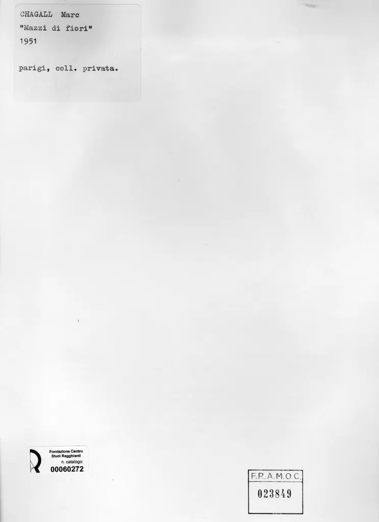 Anonimo , Chagall, Marc - sec. XX - Mazzi di fiori , retro