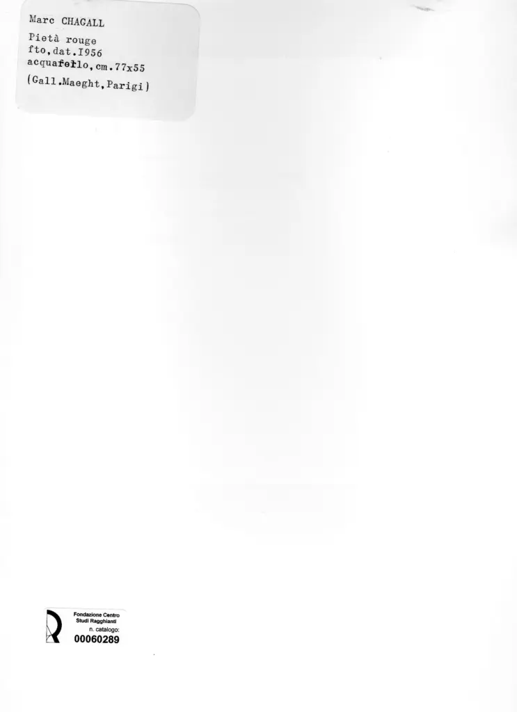 Anonimo , Chagall, Marc - sec. XX - Pietà rouge , retro