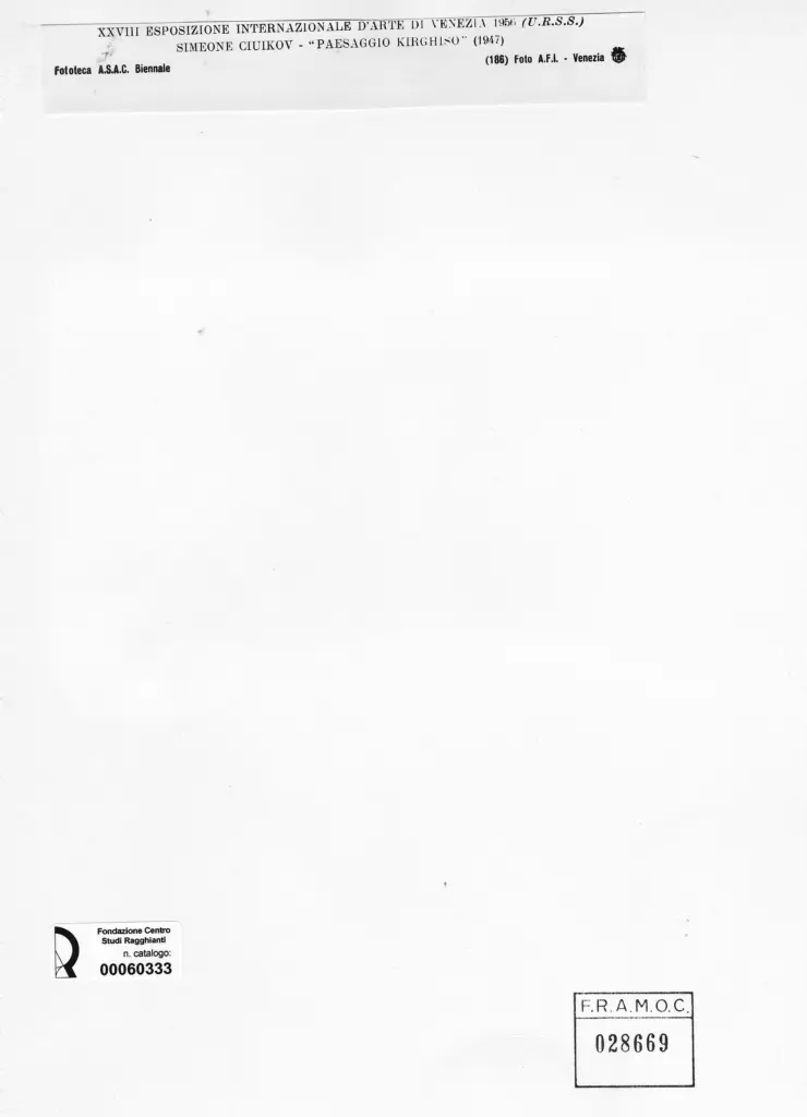 A.F.I. Agenzia Fotografica Industriale , Ciukov, Simeone - sec. XX - Paesaggio Kirghiso , retro