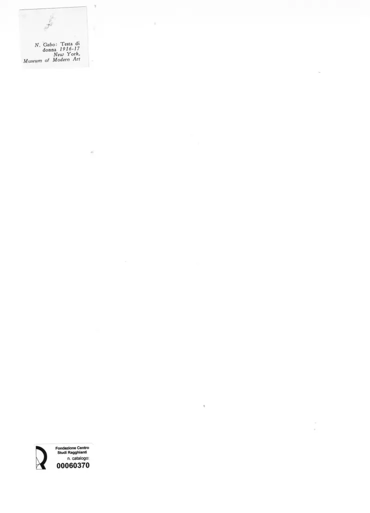 Anonimo , Gabo, Naum - sec. XX - Testa di donna , retro